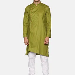 Sethukrishna Men Green Regular Pure Cotton Kurta with Churidar-picture-18