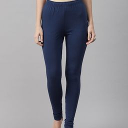 Biba Women Navy Blue Solid Churidar Length Leggings-picture-36