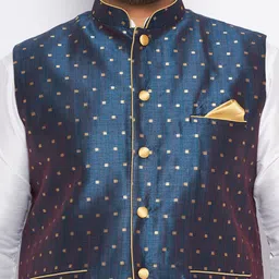 VASTRAMAY Plus Size Mandarin Collar Regular Kurta & Churidar With Nehru Jacket image 2