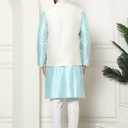 SOJANYA Ethnic Motifs Printed Regular Kurta with Churidar & Nehru Jacket image 5