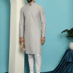 SOJANYA Abstract Printed Regular Jacquard Kurta With Churidar image 3