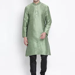 VASTRAMAY Mandarin Collar Regular Straight Kurta With Churidar-image-75