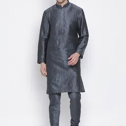 VASTRAMAY Mandarin Collar Long Sleeves Straight Kurta With Churidar-picture-35