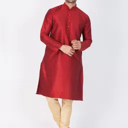 VASTRAMAY Men Ethnic Regular Kurta With Churidar-image-92