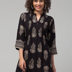 Hive91 Ethnic Motifs Printed Mandarin Collarv A-Line Kurti-43