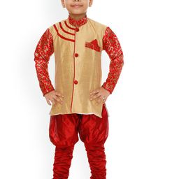 BAESD Boys Self Design Silk Sherwani With Churidar-47