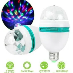 hermano 360 Degree LED Crystal Rotating Bulb Magic Disco LED Light Single Disco Ball image 2