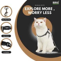 buraq Reflective Cat Harness with Leash Set for Walking , Escape Proof Cat Harness & Leash image 2