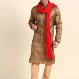 Pure Cotton Solid Red Men Dupatta-image-2