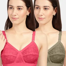 Sonari Pack Of 2 Coral & Olive Non Padded Non Wired Everyday Bra-picture-23