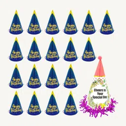 Special You 20 Pieces Blue & White Printed Birthday Caps-image-20
