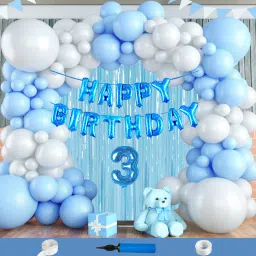 Third 3rd Happy Birthday Decoration Kit For Boys Party Decoration Items Combo-image-60