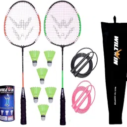 Combo Badminton Set Of 2 Racket And 2 Skiping Rope And 6 Shuttle with Cover Badminton Kit-17