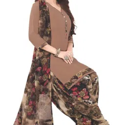 Unstitched Crepe Salwar Suit Material Floral Print-image-57