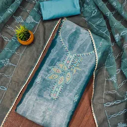 DIVASTRI Embroidered Silk Chiffon Unstitched Dress Material-picture-44
