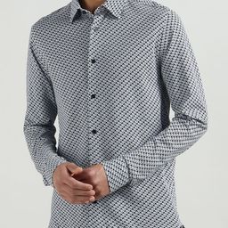 Ted Baker Men Slim Fit Geometric Printed Spread Collar Cotton Casual Shirt-image-27