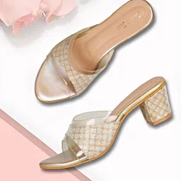 Smart & Sleek Women Embellished Open Toe Backstrap Block Mules Heels-16