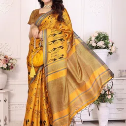 KALINI Kalamkari Printed Art Silk Saree-picture-23