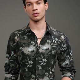 HIGHLANDER Men Slim Fit Spread Collar Floral Printed Formal Shirt-picture-11