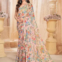 Garden Vareli Floral Printed Pure Chiffon Saree-picture-12