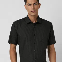 Van Heusen Men Spread Collar Micro Checked Cotton Slim Fit Formal Shirt-image-96