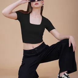 Lagashi Women Square Neck Cotton Crop Top-picture-25