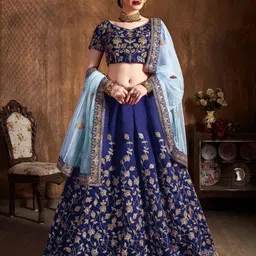 ODETTE Embroidered Thread Work Semi-Stitched Lehenga & Blouse With Dupatta-picture-29