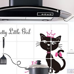 INDIAN ROYALS Black & Pink Cute Cat Self Adhesive Wall Sticker-image-86