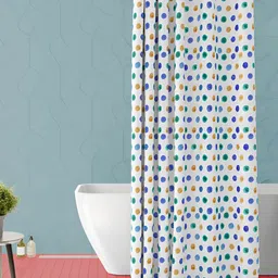 ArtzFolio White & Blue Geometric Printed Waterproof Shower Curtain-image-69