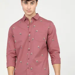 HIGHLANDER Men Mauve Printed Slim Fit Shirt-picture-29