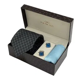 The Tie Hub Men Accessory Gift Set Of Textured Necktie Cufflinks And Pocket Square-image-46