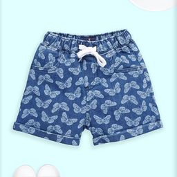 KiddoPanti Girls Printed Denim Hot Pants Shorts-image-76