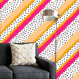 ArtzFolio Printed UV-Resistant Anti-Bacterial Abstract Stripes Dots Peel & Stick Wallpaper-7