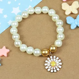 Asthetika Kids Girls Sunflower Charm Beaded Elasticated Bracelet-image-35