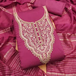 KALINI Floral Embroidered Cotton Unstitched Dress Material-picture-43