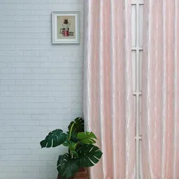 Ariana Peach-Coloured & White Long Door Curtain-24