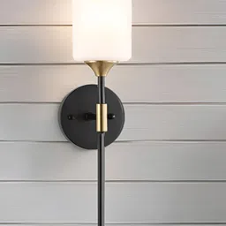 Sinoman Gold-Toned & White Metal Cylinder Shaped Wall Lamp-45