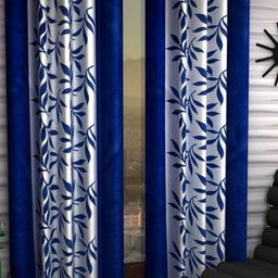 BELLA TRUE Blue & White 2 Pieces Floral Long Door Curtains-image-57