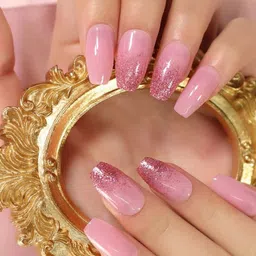 Pep Nails 24 Pcs Artificial Press On Nails With Glitter Design -Camellia image 1