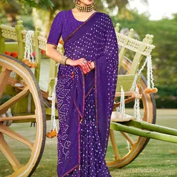 DIVASTRI Bandhani Printed Sequinned Saree-image-16