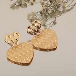 LA FILLE D'OR Gold-Plated Heart Shaped Drop Earrings-image-49