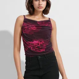 all about you Women Abstract Printed Cowl Neck Gathered or Pleated Fitted Crop Top-picture-17