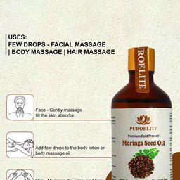 Puroelite Set Of 2 Cold Pressed Moringa Seed Oil With Dropper For Face & Body 100 ml Each image 2