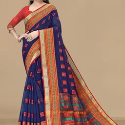 Moda Rapido Woven Design Embroidered Cotton Zari Patta Saree-picture-12