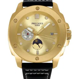 Precious Duke Men Genuine Leather Straps Analogue Watch PD_904443631408-Golden-Black-picture-35