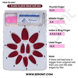 BEROMT Set Of 12 Salon Finish Press On Nail Tip With Application Kit - Shade- 787 image 3