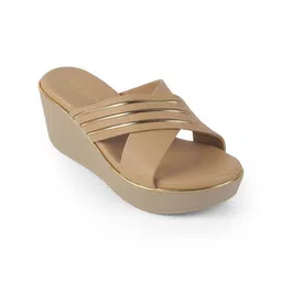 Tresmode Women Boise Beige Wedge Sandals-35