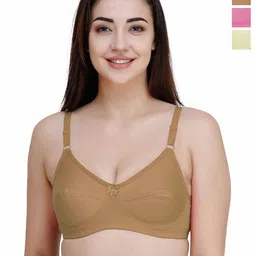 College Girl Women Pack Of 3 Pure Cotton Full Coverage Non Padded Bra-picture-14