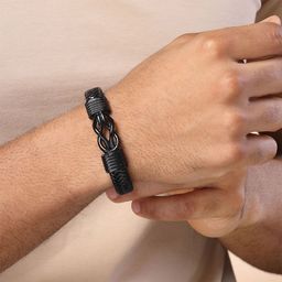 Bohey by KARATCART Men Leather Handcrafted Link Bracelet-image-59