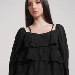 Tokyo Talkies Women Solid Tiered Ruffle Top-picture-14